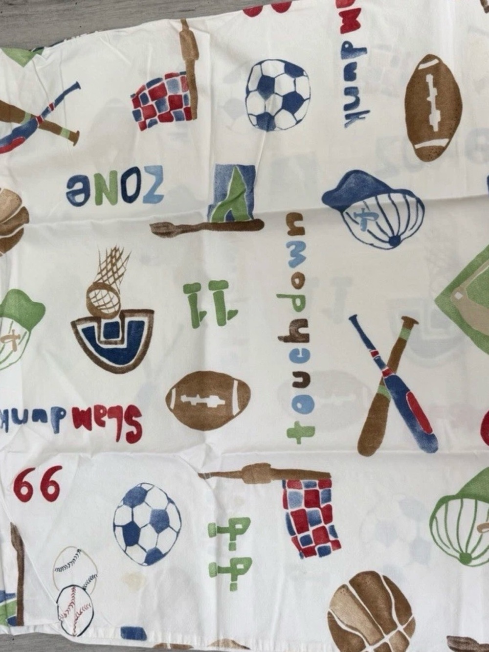 🏈⚽️🏀⚾️ Pottery Barn Kids Fitted Crib Sheet Bedding Football Sports Boys